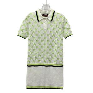 Gucci 2024 Colorblock logo jacquard all-over print cotton knit dress